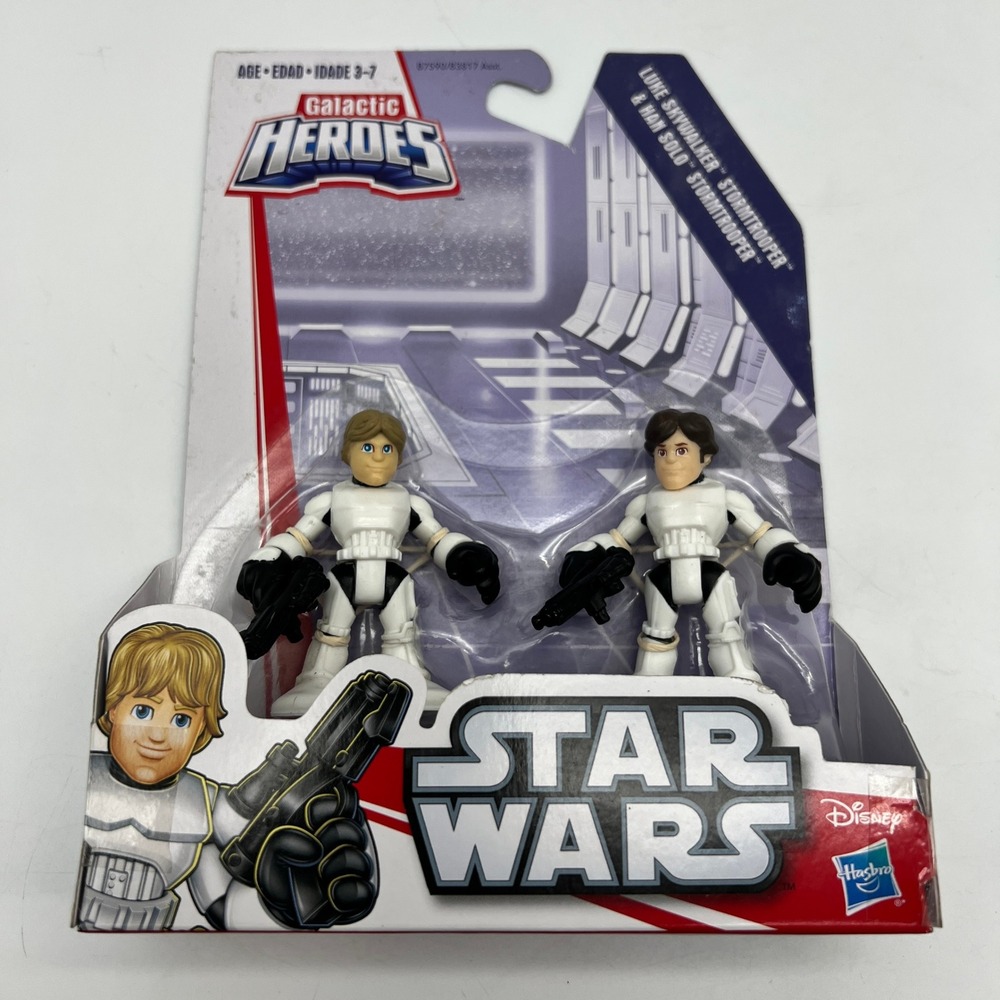 Luke & Han Solo Stormtrooper Figures Hasbro Star Wars Galactic Heroes 2015 Open